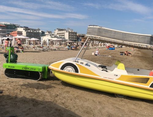 THE ELECTRIC TRACKED ROBIK CRAWLER GOES TO THE BEACH